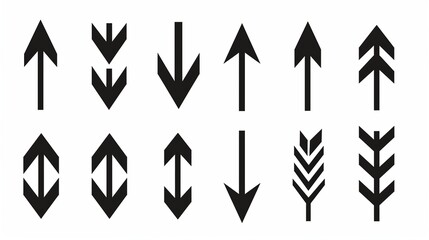Set of black vector arrows. Arrows icon. Arrow vector icon. Arrows vector collection. Flat style Arrows in different directions isolated on white background. Bended arrow, turning 