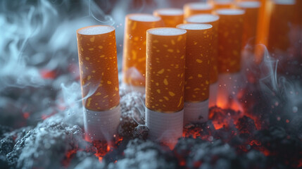 Closeup view of cigarettes. - obrazy, fototapety, plakaty