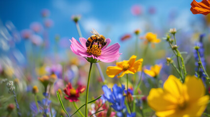 Bee pollinating flower