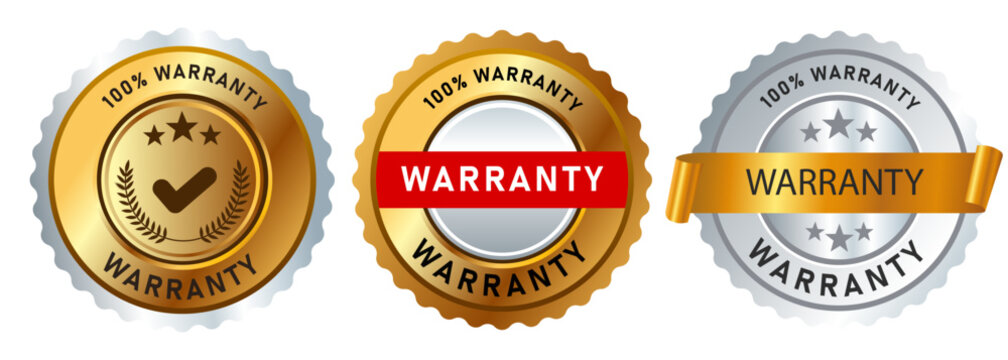 warranty gold and silver seal label sticker business guarantee satisfaction product