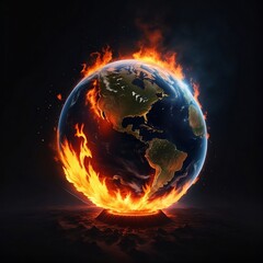 burning planet earth generate by Ai