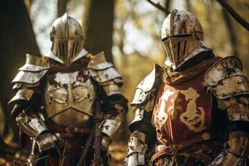 medieval knights in the forest