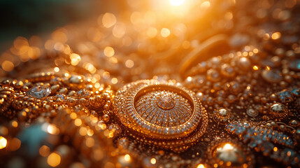 Fototapeta premium Pile of gold jewelry.