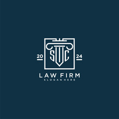 SC initial monogram logo for lawfirm with pillar design in creative square