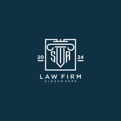 SR initial monogram logo for lawfirm with pillar design in creative square