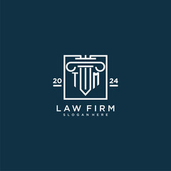 TM initial monogram logo for lawfirm with pillar design in creative square