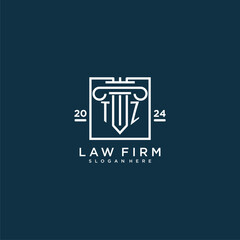 TZ initial monogram logo for lawfirm with pillar design in creative square