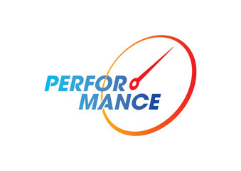 performance logo. round speedometer and performance concept