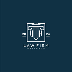 UH initial monogram logo for lawfirm with pillar design in creative square