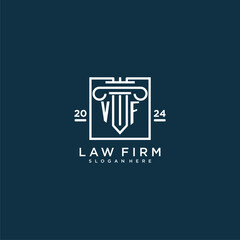 VF initial monogram logo for lawfirm with pillar design in creative square