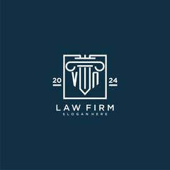 VN initial monogram logo for lawfirm with pillar design in creative square