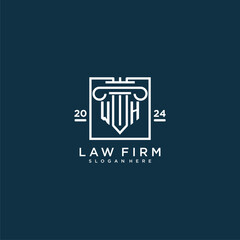 WH initial monogram logo for lawfirm with pillar design in creative square