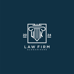 WK initial monogram logo for lawfirm with pillar design in creative square