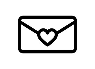 Mail envelope icon with heart. Closed envelope with heart-shaped stamp. Email letter with pop up speech icon. Happy valentine day message in love concept. Linear icon