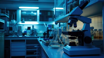 Modern studio of biotechnology and medical research. Generative AI