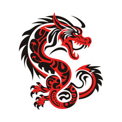 Red and black dragon vector illustration design on white background