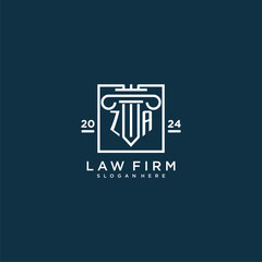 ZA initial monogram logo for lawfirm with pillar design in creative square