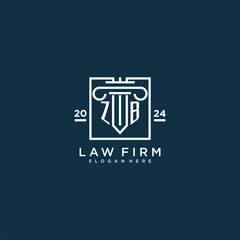 ZB initial monogram logo for lawfirm with pillar design in creative square