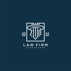 ZN initial monogram logo for lawfirm with pillar design in creative square