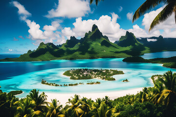 An Impressive Breathtaking Beauty of Bora-bora in The French Polynesia (PNG 6912x4608) - obrazy, fototapety, plakaty