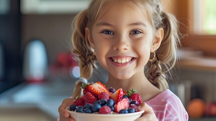 little girl eating strawberries
