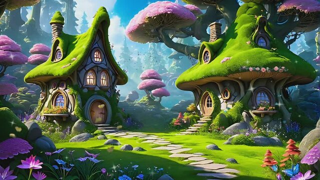 illustrating the peaceful atmosphere of a fairy house full of magic