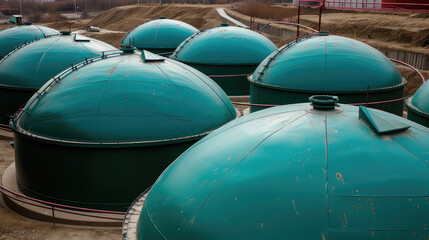 Tanks for storing methane - the result of processing agricultural waste to produce an environmentally friendly source of energy. Advanced tank for sustainable methane energy generation.