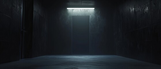 Studio of absolute darkness, with onyx-black walls fading into nothingness, epitomizing the essence...