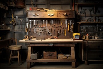 old wooden workbench. 