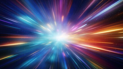 Light speed, hyperspace, space warp background. colorful streaks of light gathering towards the event horizon. Hand edited, Generative Ai