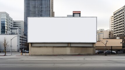 Empty urban advertisement panel on a building.