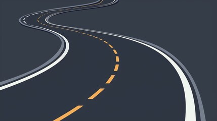 Straight and winding road road. Seamless asphalt roads template. Highway or roadway background. Vector illustration.