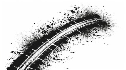 Tire track textured grunge banner. Off road vector illustration isolated on a white background. - obrazy, fototapety, plakaty