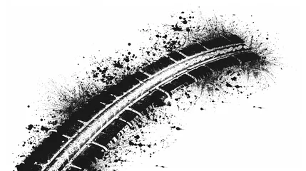 Fotobehang Tire track textured grunge banner. Off road vector illustration isolated on a white background. © Zahid