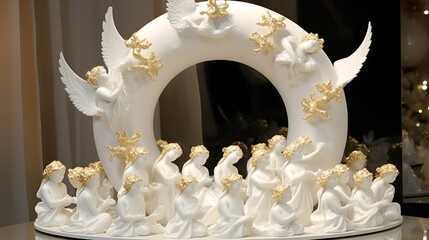 a white decorative piece with angles 