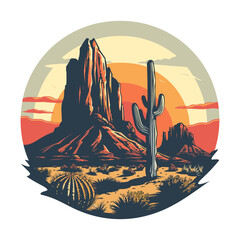  Arizona desert, t-shirt design, vector illustration.
