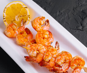 Grilled Shrimp Scampi Skewers with lemon
