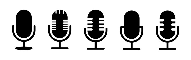 Microphone vector icon on white background. Microphone icon set. Different microphone. Vector illustration