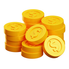 Dolar Coin Stack 3D Illustration