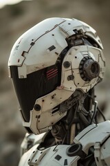 Fototapeta premium Portrait eines modernen Kampfroboters, Militärroboter
