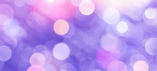 Fototapeta premium Purple widescreen bokeh background. Simple design backdrop for banners, posters, and various design works