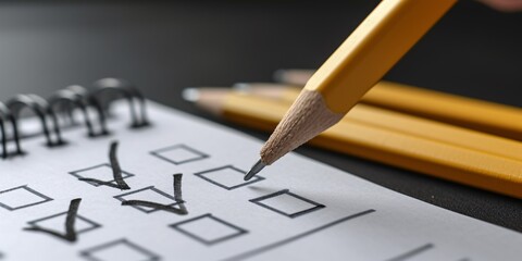 Web-based survey using tick boxes to fill out a survey form on an online questionnaire to respond to a test.