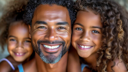 Happy African family spends time at home