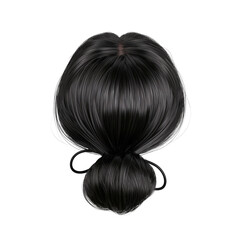 Fototapeta premium wig bun hair with fringe brunette black png
