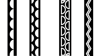 Set of Maori Polynesian tattoo bracelets border. Tribal sleeve seamless pattern vector. Samoan bracelet tattoo design vector illustration, - obrazy, fototapety, plakaty