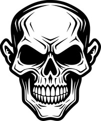 Skull - Black and White Isolated Icon - Vector illustration