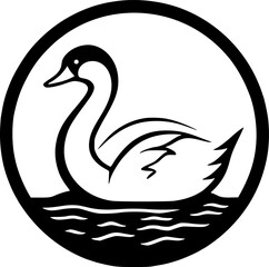 Swan - Black and White Isolated Icon - Vector illustration