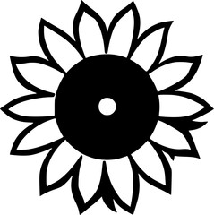 Sunflower | Black and White Vector illustration