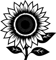 Sunflower | Black and White Vector illustration