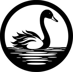 Swan | Black and White Vector illustration